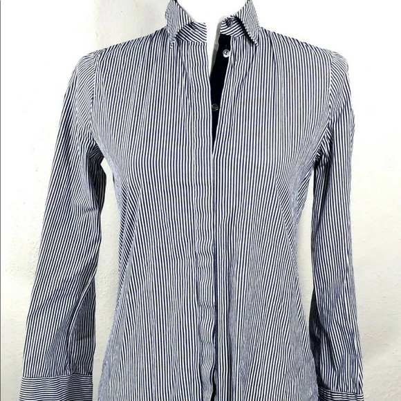 J.Crew Endless Shirt Stripe Classic Size 00 Navy - Picture 4 of 6